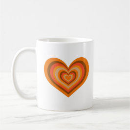 Retro randig hjärtmugg - Orange på vit Kaffemugg