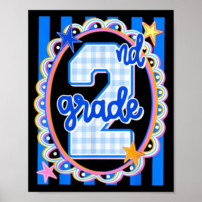 Retro randig lärare i andra klass 2:a klass tillba poster (Framsidan)