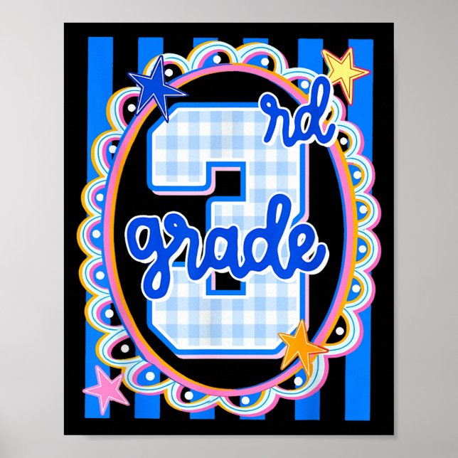 Retro randig lärare i tredje klass 3:e klass tillb poster (Framsidan)