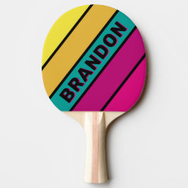 Retro Randig Mörk 80-tal Djärv med Namn Pingisracket