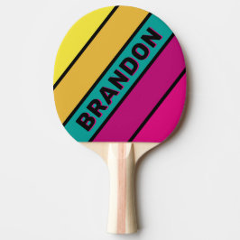 Retro Randig Mörk 80-tal Djärv med Namn Pingisracket