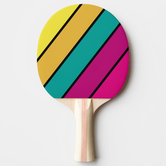 Retro Randig Mörk 80-tal Djärv Pingisracket (Framsidan)