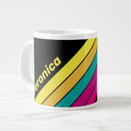 Retro Randig Mörk 80-tal med Namn Jumbo Mugg
