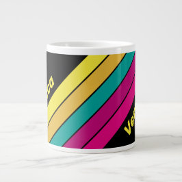 Retro Randig Mörk 80-tal med Namn Jumbo Mugg