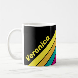 Retro Randig Mörk 80-tal med Namn Kaffemugg