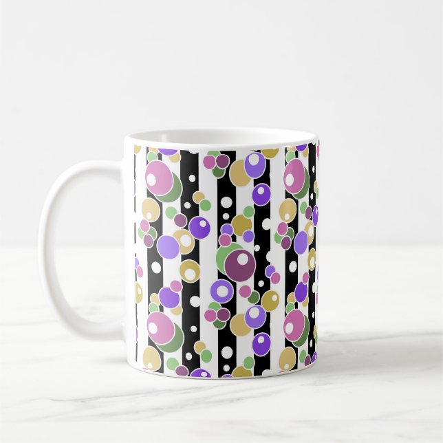 Retro, randig och prickig kaffemugg (Vänster)