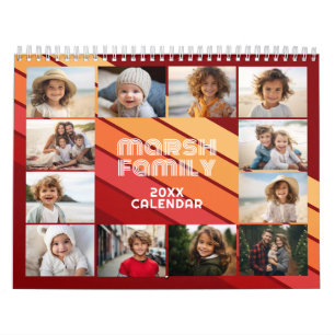 Retro-randigt fullständigt foto varje månad kalender