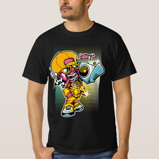 Retro Rap Ghoul - 90:s Hip-Skutt Halloween Vibes T Shirt (Framsida)