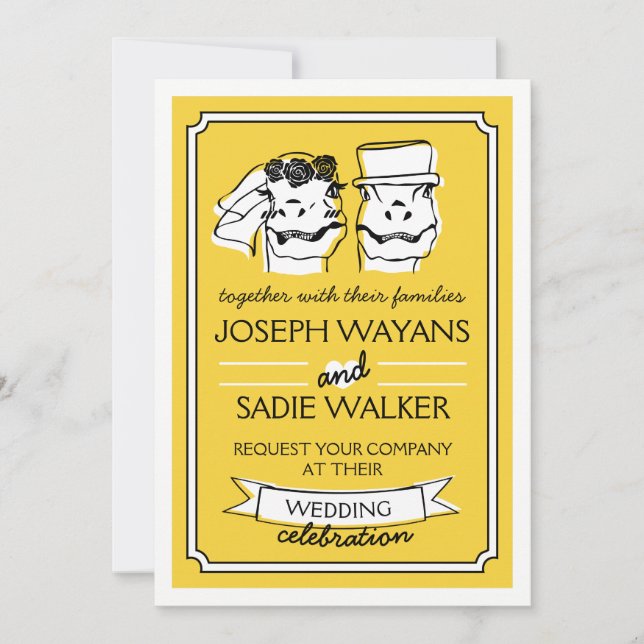 Retro Raptor Wedding-inbjudan Inbjudningar (Framsida)