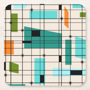 Retro raster & Starbursts pappersunderlägg Underlägg Papper Kvadrat
