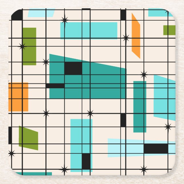 Retro raster & Starbursts pappersunderlägg Underlägg Papper Kvadrat (Framsidan)