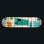 Retro raster & Starbursts Skateboard<br><div class="desc">Denna Retro raster och Starbursts Skateboard är var vintagestil möter modern dag. Den presenterar en kräm- kulör bakgrund med kitschy, av kilter kvadrerar och rektanglar i kricka, turkos, denna som är ljus - blått, orange och avokadogrönt. De nyckfulla kvarteren av färg overlayeds fungeras in i några av rastergenomskärningarna. Det finns...</div>