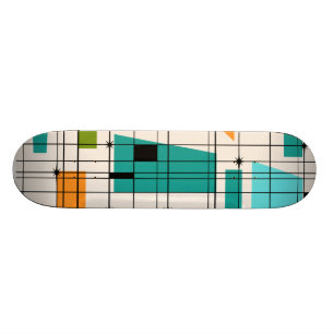Retro raster & Starbursts Skateboard