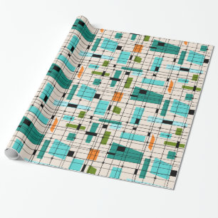 Retro raster & Starbursts som slår in papper Presentpapper