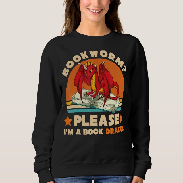 Retro Reading Bookworm, Im A Bok Dragon T Shirt (Framsida)