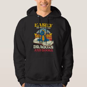 Retro Reading Bookworm Librarian Bok Dragon Hoodie