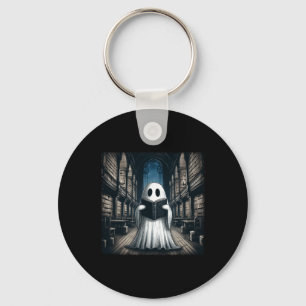 Retro Reading Ghost Bibliotek Halloween Librarian Nyckelring