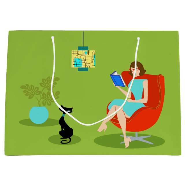 Retro Reading Woman Gift Bag (Framsidan)