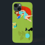 Retro Reading Woman iPad Air Case<br><div class="desc">Den här Retro-läsningen av Woman iPad Air-affären är ett av 1960 års stil, minimalistkonst, tecknad teckning av en kvinna som har sina prioriteringar i ordning. Den här fina bokmasken är placerad i en riktig turner. Den formliga brunetten bär en akvaklänning och röda glasögon medan den håller blå bok. Hon sitter...</div>