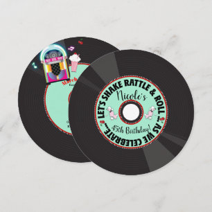 Retro Record 1950'S 50'S 50'S Födelsedagsfest Inbjudningar