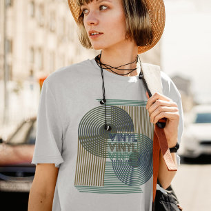 Retro Record Line Art Modern vinyl T Shirt
