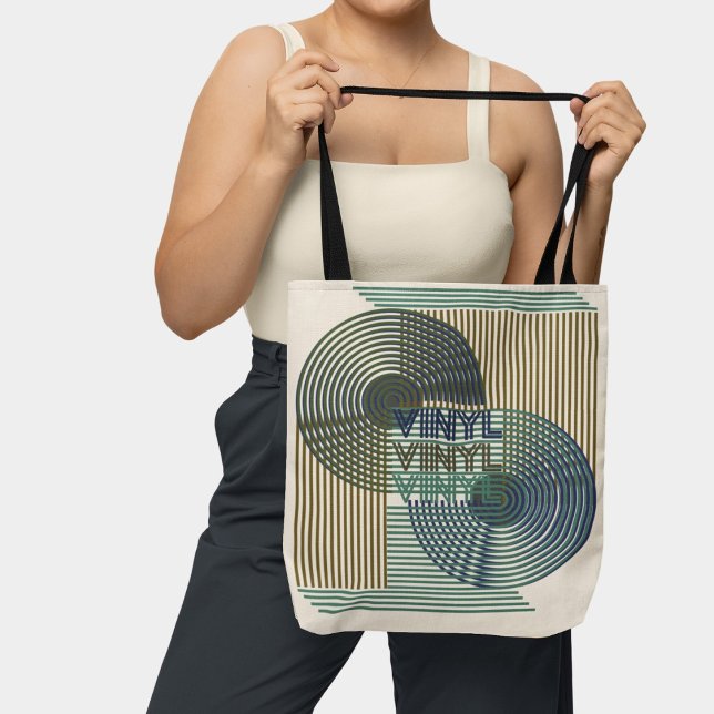 Retro Record Mid Century Modern Line Art Vinyl Tygkasse (Skapare uppladdad)