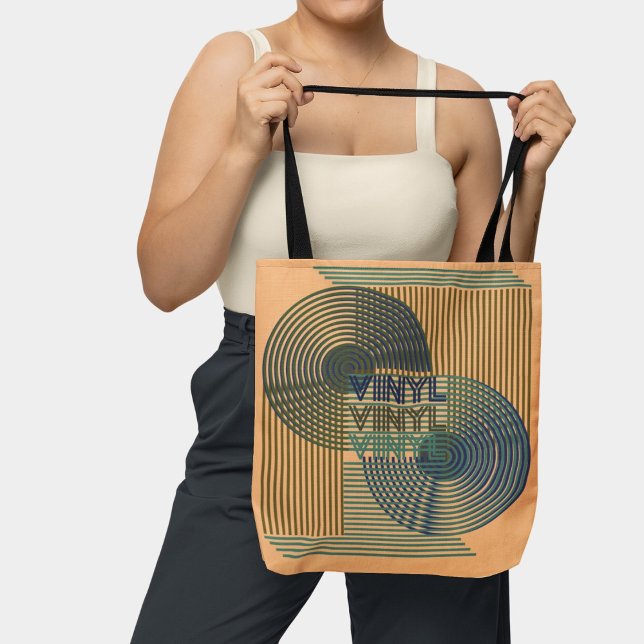 Retro Record Mid Century Modern Line Art Vinyl Tygkasse (Skapare uppladdad)