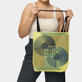 Retro Record Mid Century Modern Line Art Vinyl Tygkasse