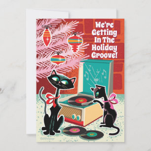 Retro Record Player-Coolan Katt jul Party Inbjudningar