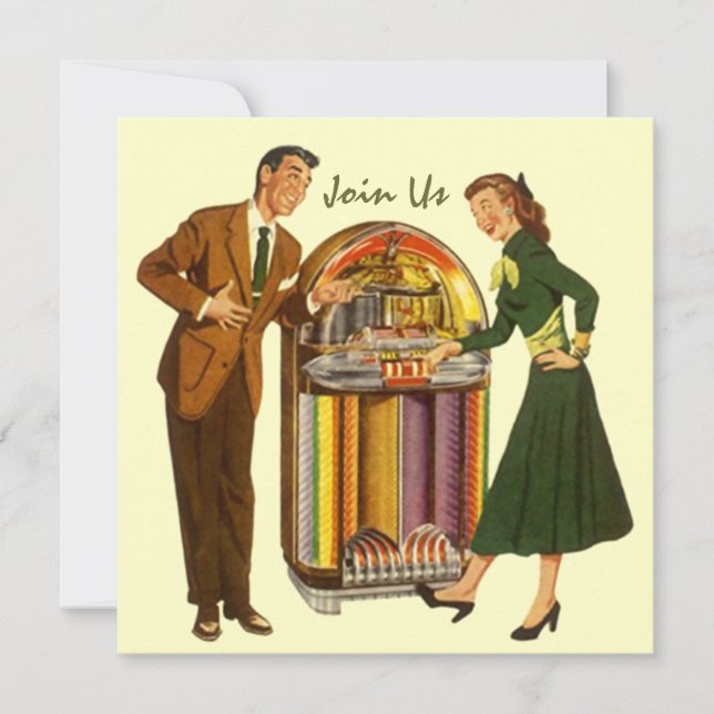 Retro Record Skutt Sock Skutt jukebox Music Inbjud Inbjudningar (Framsida)