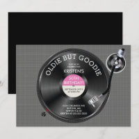Retro Record Turntable Födelsedagsfest inbjudan