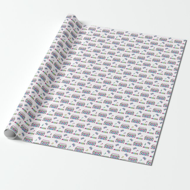 Retro Recorder band sömlöst Presentpapper (Utrullad)