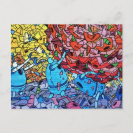 Retro Recycling Robots Wall Art Graffiti Vykort