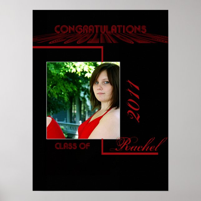 Retro Red and Black Studenten Poster (Framsidan)