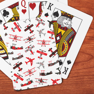 Retro Red and Black WWII militärflygplan Mönster Casinokort