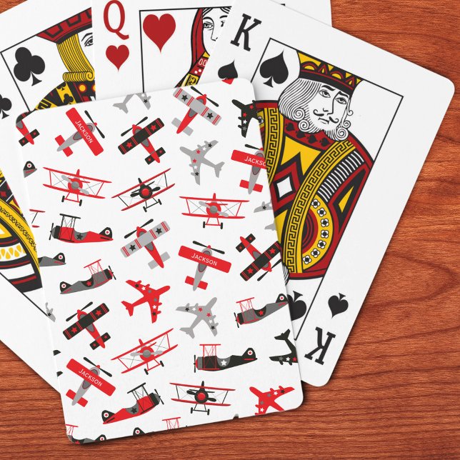 Retro Red and Black WWII militärflygplan Mönster Casinokort (Skapare uppladdad)