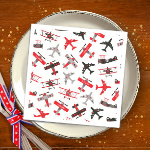Retro Red and Black WWII militärflygplan Mönster Pappersservett