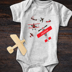 Retro Red and Black WWII militärflygplan T Shirt