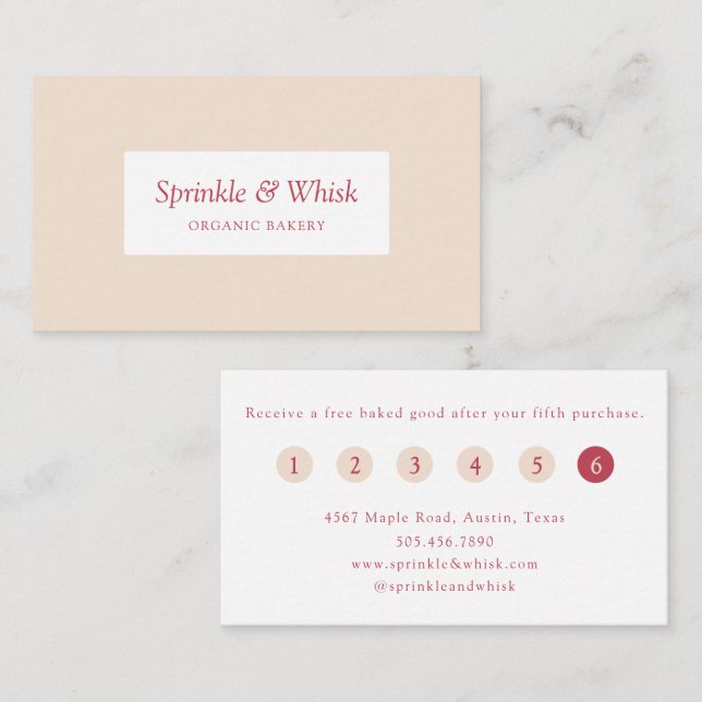 Retro Red And Cream Heart Stripes Bakery Loyalty  Visitkort (Fram/baksida)