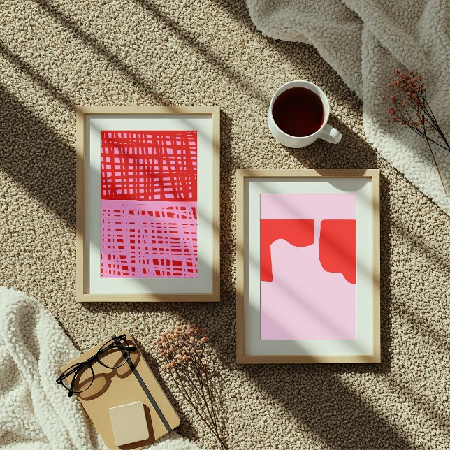 Retro Red and Pink Abstract Grid  Poster (Skapare uppladdad)