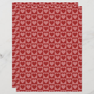 Retro Red and Rosa Heart Mönster Scrapbook Papper