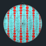 Retro Red and Turcos Dots Dart Board Piltavla<br><div class="desc">Den som sa "Dot, prick inte mycket" såg aldrig Retro Red och Turcos Dart Board. Den har en akvatisk bakgrund med rader av pulserande röda och turkosa cirklar i graderade storlekar. Den här vintagen inspirerade mönster är som de ryska kapningsdockorna i den polka pricken! Det är retro. Det är vismiskt....</div>