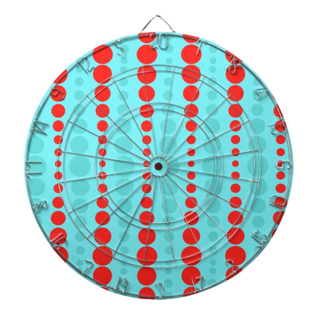 Retro Red and Turcos Dots Dart Board Piltavla (Framsidan)