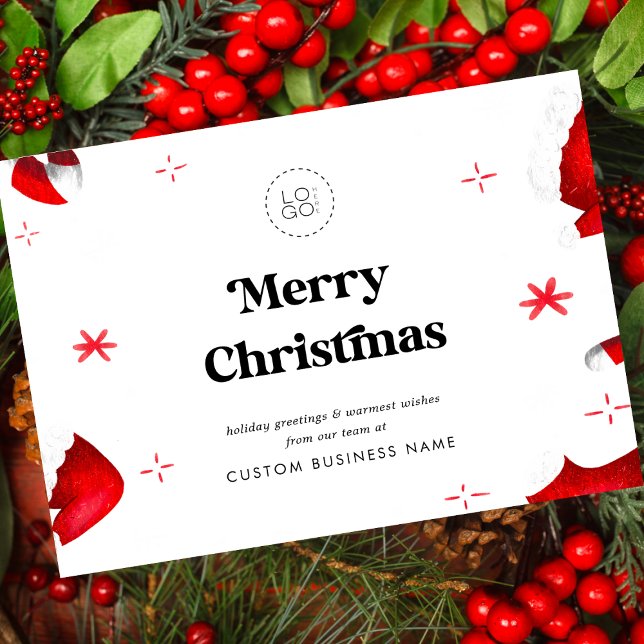 Retro Red Anpassningsbar Business Company Logotyp  Julkort (Skapare uppladdad)