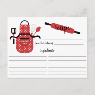 Retro Red Apron Kitchen Verktyg Recept Card Vykort