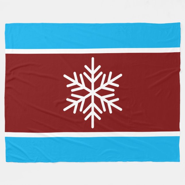 Retro Red Azure Rand White Nordic Snowflake Fleecefilt (Framsidan (Horisontell))