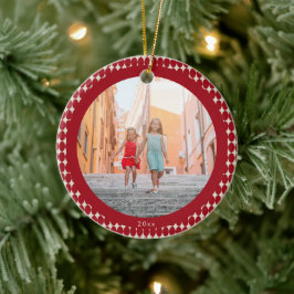 Retro Red Baubles 2023 Fotojul Julgransprydnad Keramik