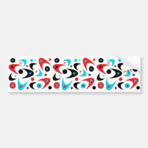 Retro Red Black & Aqua Starburst Boomerang Bildekal