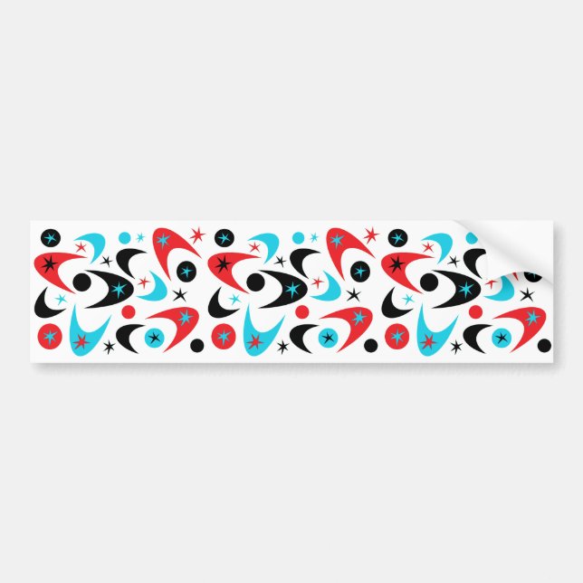 Retro Red Black & Aqua Starburst Boomerang Bildekal (Framsidan)