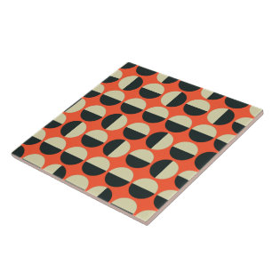 Retro Red Black Beige Dot 60 Mönster Kakelplatta